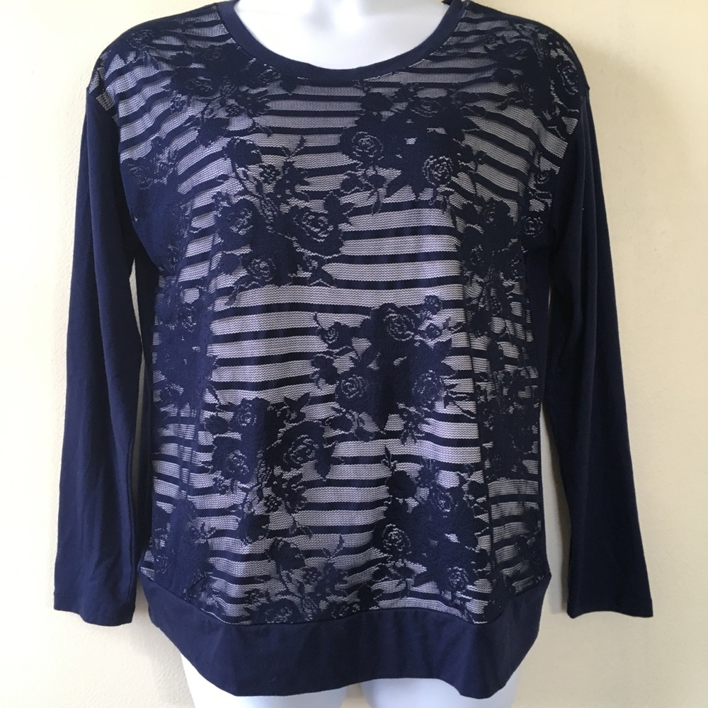 Lane Bryant Navy Blue lace top-14/16.